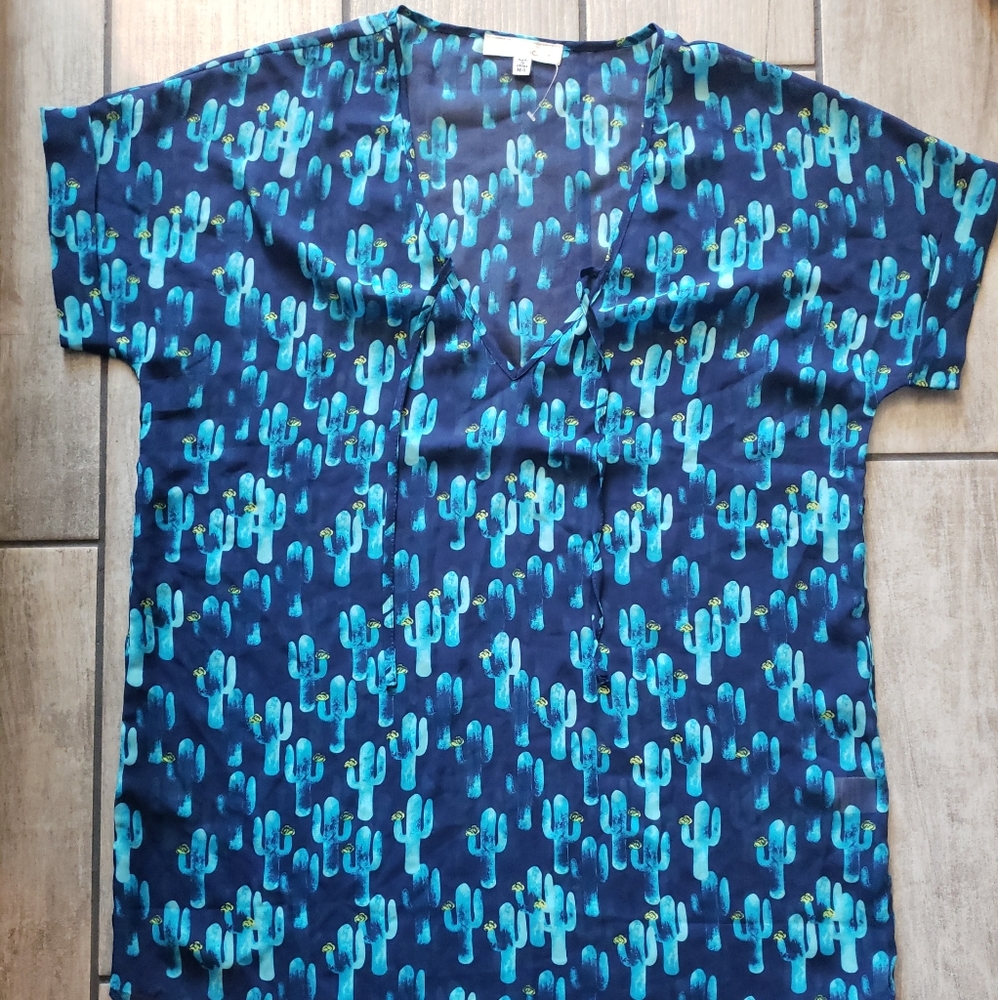 Francesca's Cactus Sheer shirt/swim cover up